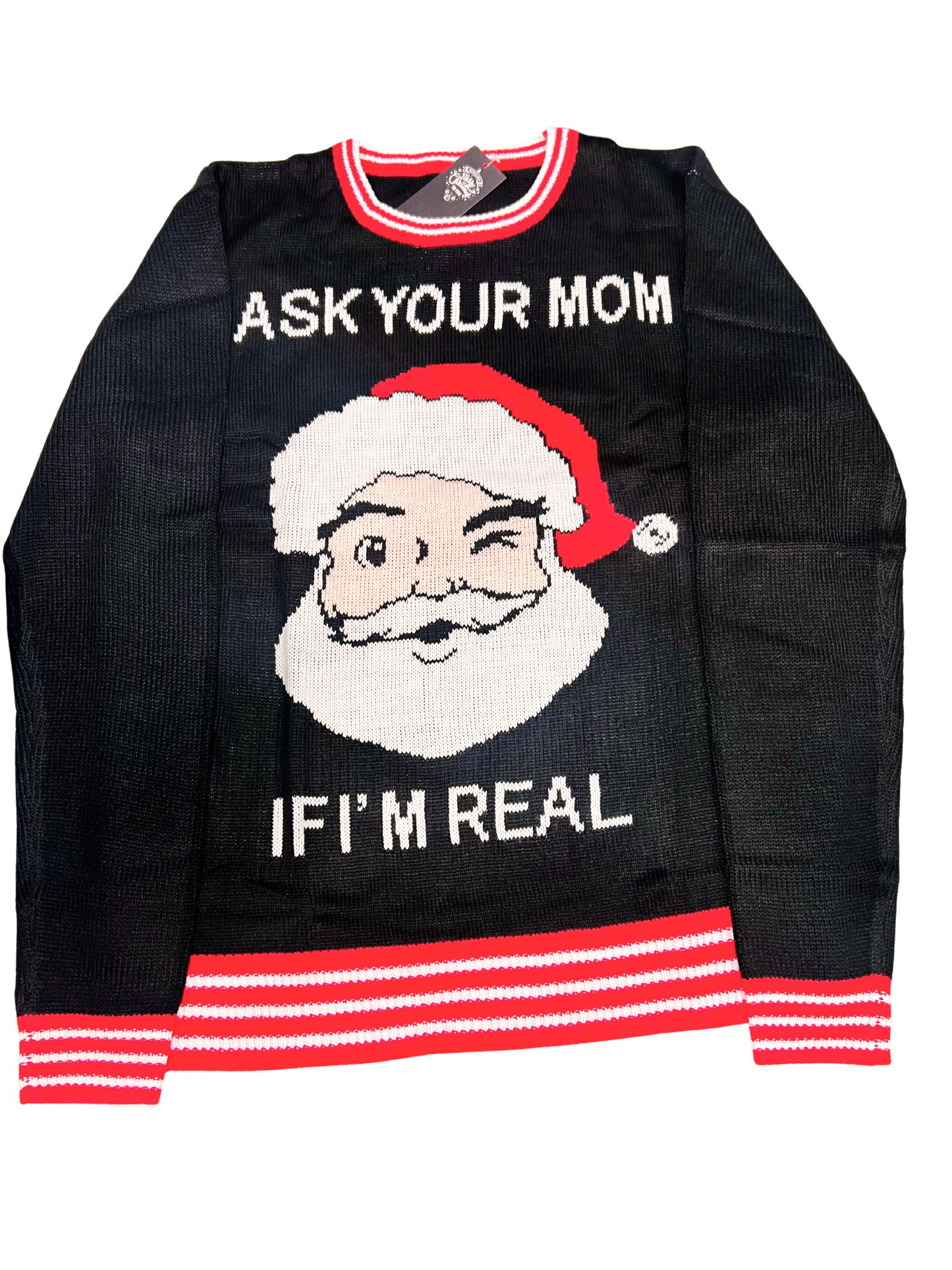 Unisex Light Santa Ask Your Mom Funny Christmas Sweater
