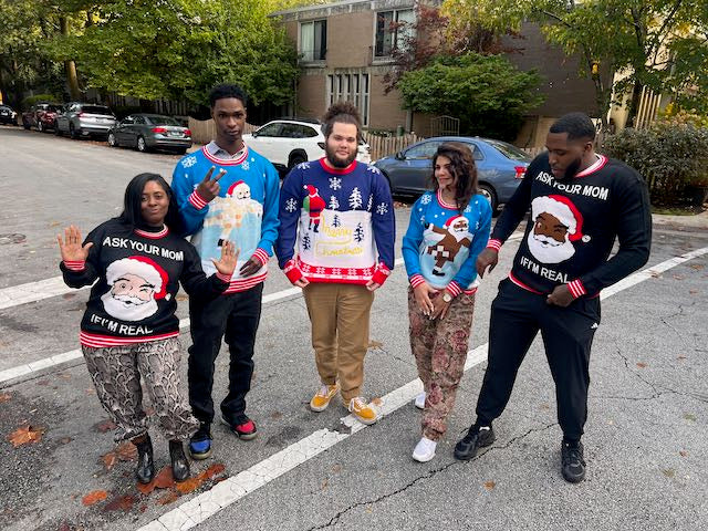 Unisex Light Santa Skating Naked Funny Christmas Sweater