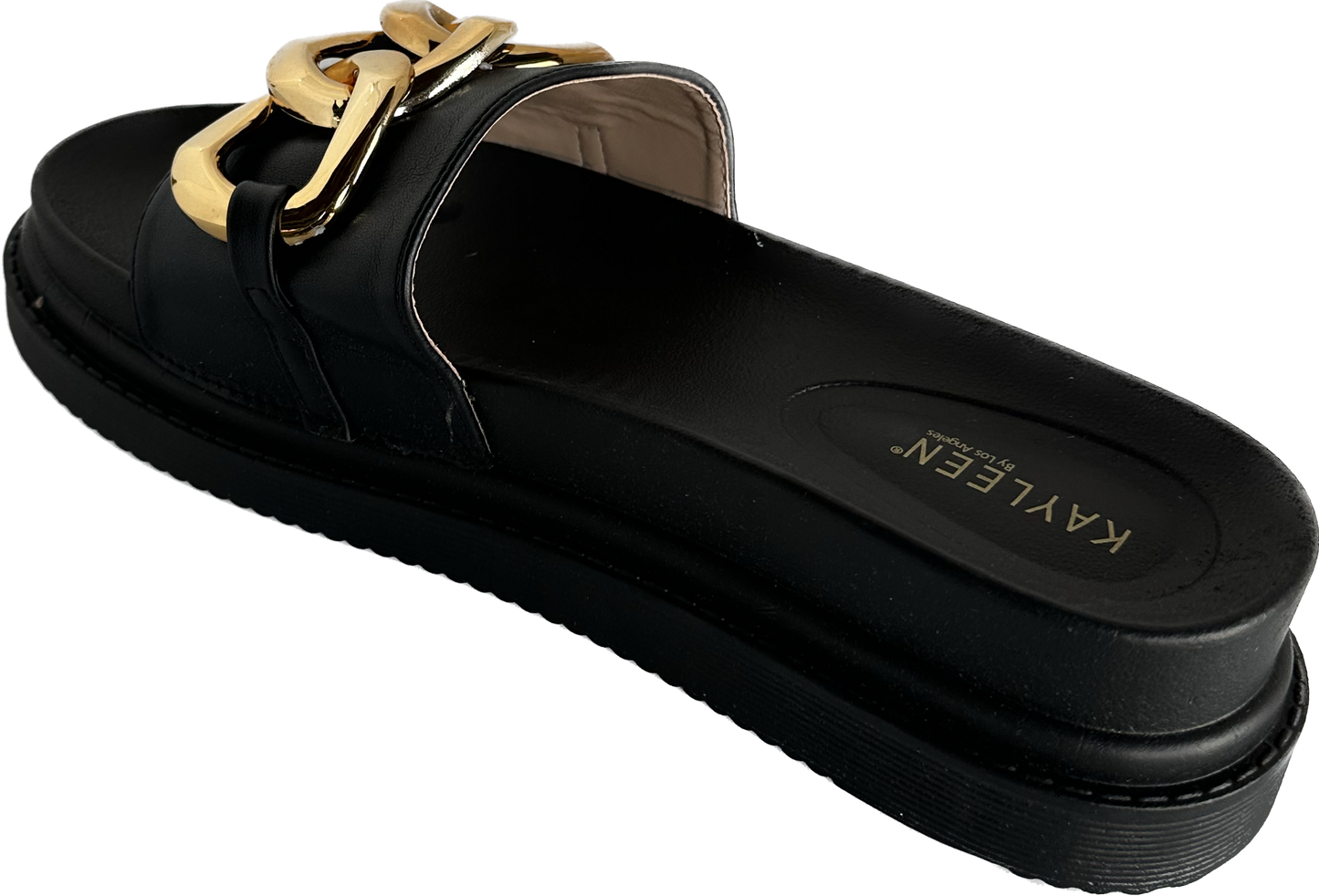 Brionna Black & Gold Cuban Link Sandal