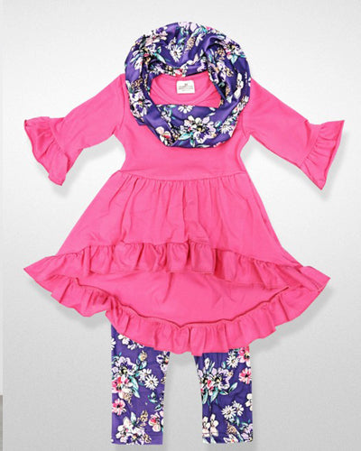 Flower Power 3 Piece Set with scarf for Little Girls