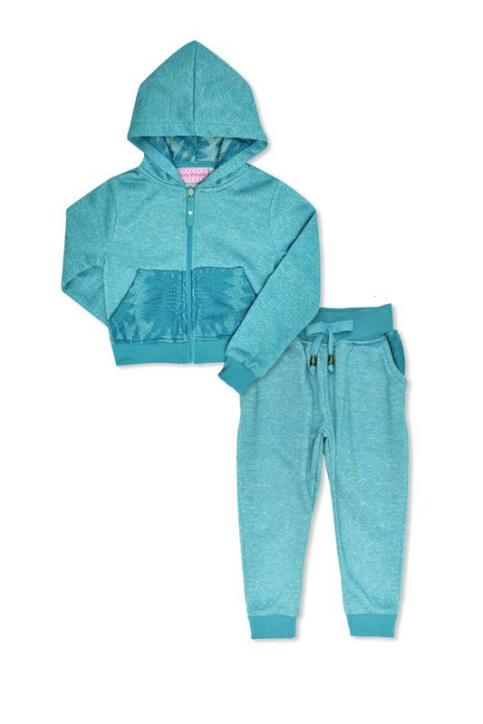 Girls 2 Piece Jogger Set Teal