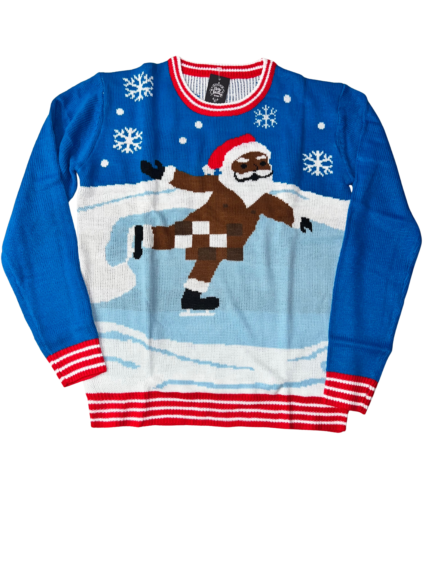 Unisex Brown Santa Skating Naked Funny Christmas Sweater