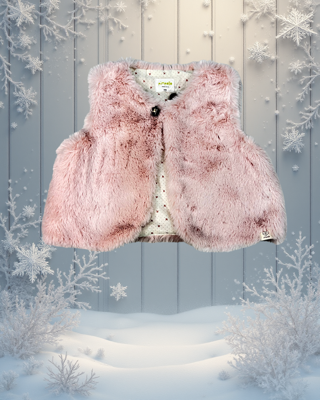 Pimpollo Kids Faux Fur Vest for Girls - Light Pink