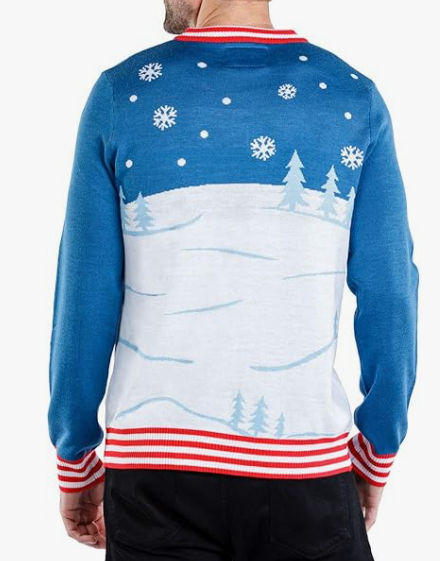 Unisex Brown Santa Skating Naked Funny Christmas Sweater