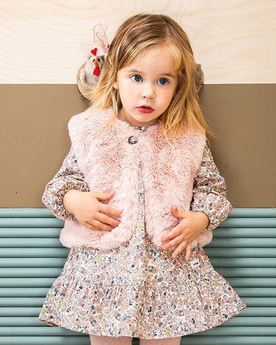 Pimpollo Kids Faux Fur Vest for Girls - Light Pink