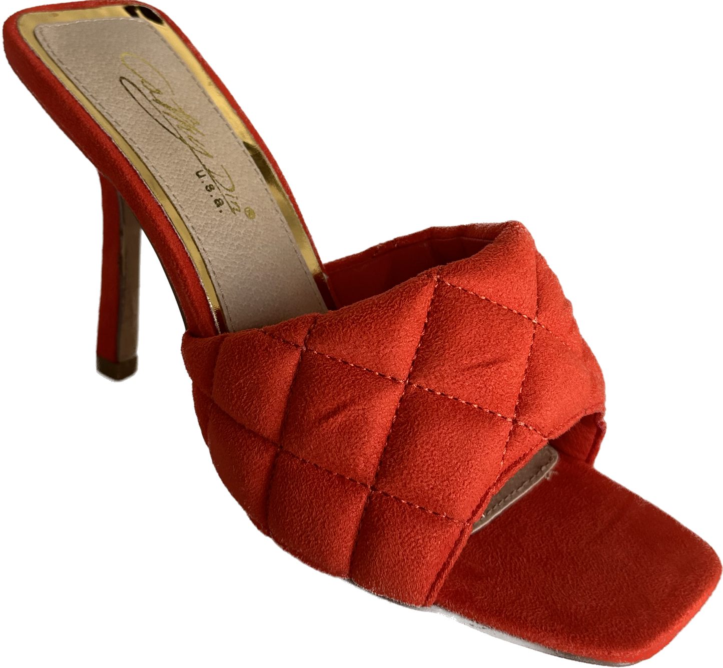 Diamond Vegan Suede Heel Orange