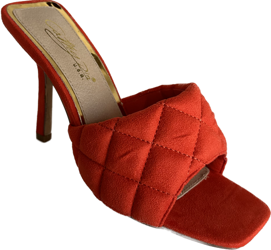 Diamond Vegan Suede Heel Orange