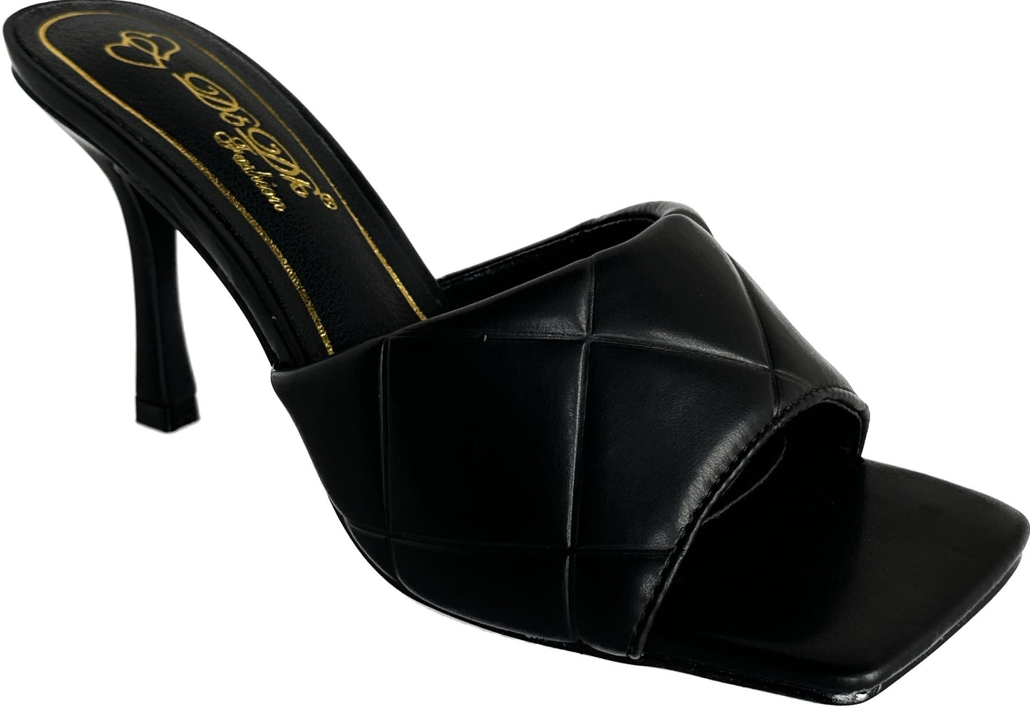 Diamond Vegan Leather Heel Black