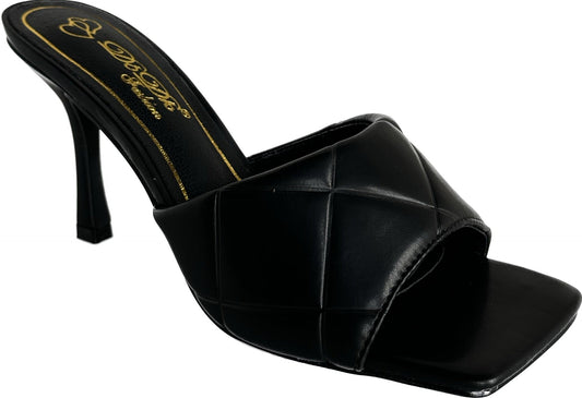 Diamond Vegan Leather Heel Black