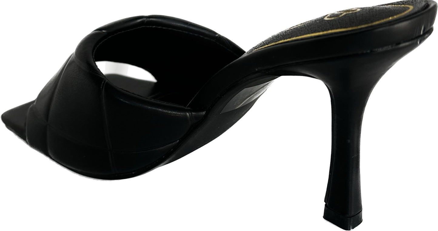 Diamond Vegan Leather Heel Black