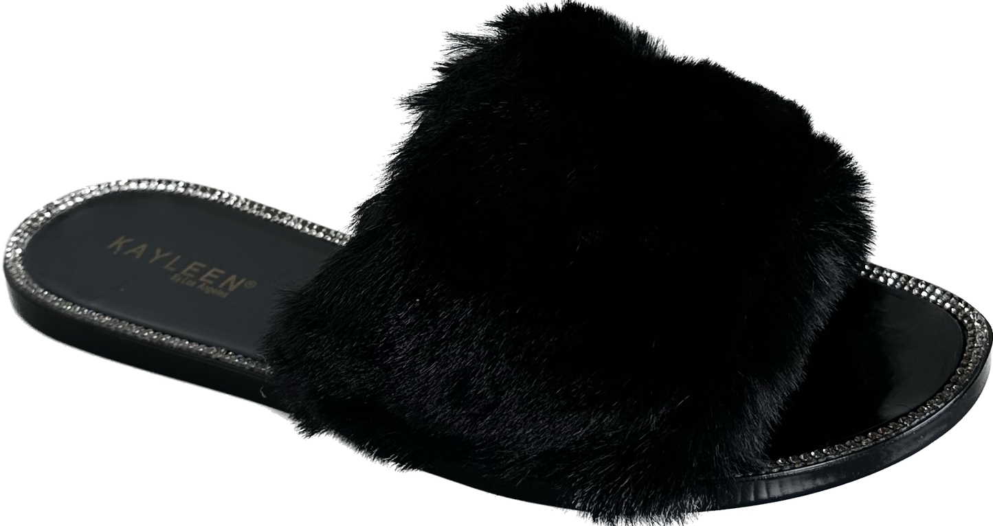 Fluffy Slides Black