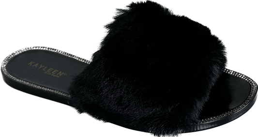 Fluffy Slides Black