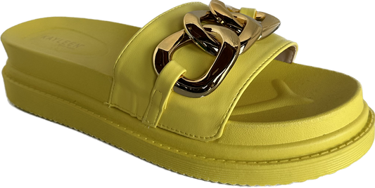 Brionna Yellow & Gold Cuban Link Sandals