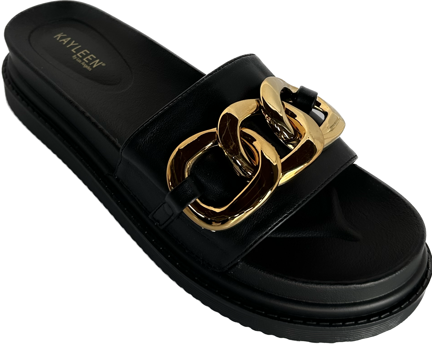 Brionna Black & Gold Cuban Link Sandal